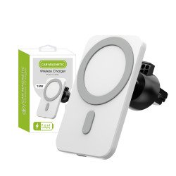 Car Magnetic Magsafe Style Magnetic Airvent Holder Wireless Charger 15W T200 for Apple iPhone 12 12 Pro Max / 12 Pro / 12 / 12 Mini / Magsafe Case (White)